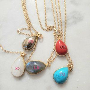 GOLD FILLED CHAIN with Natural Drop Stone Pendant